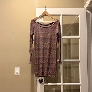 Elegant Chevron Long Sleeve Dress